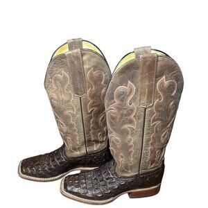 Horse Power by Anderson Bean Nile Crocodile Print Boots brown leather shafts